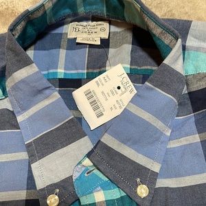 NWT j.Crew blue plaid button down shirt xl​